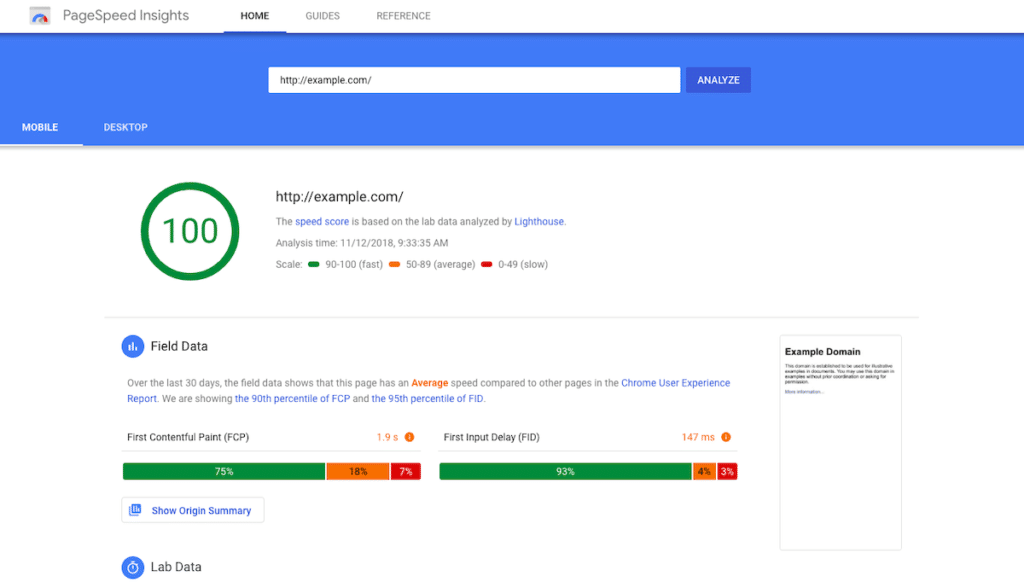 google page speed insight